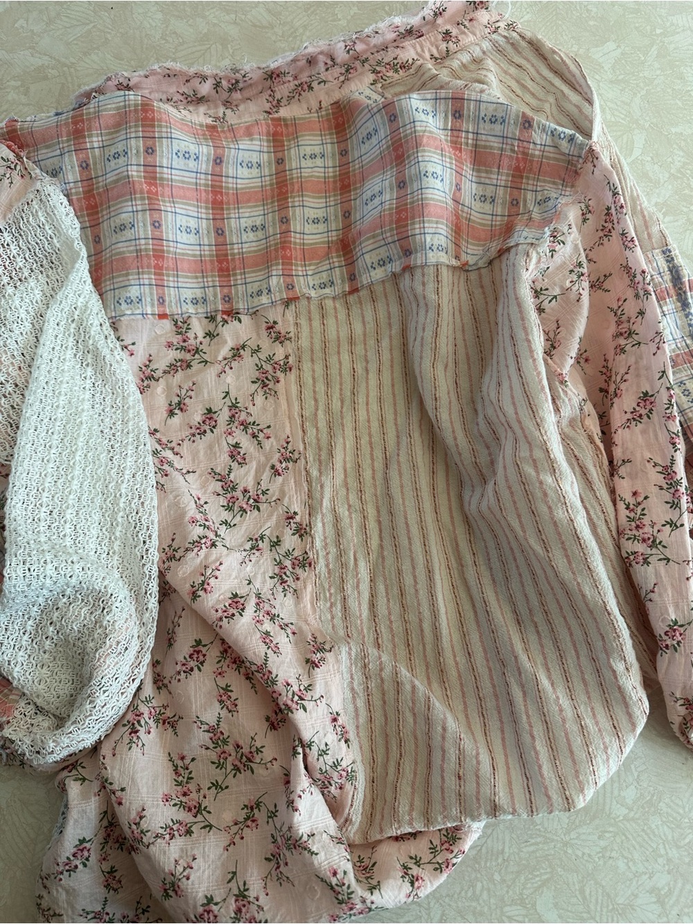 POL Pink & Cream Patchwork Lace Button-Front Jacket - Picture 8 of 8